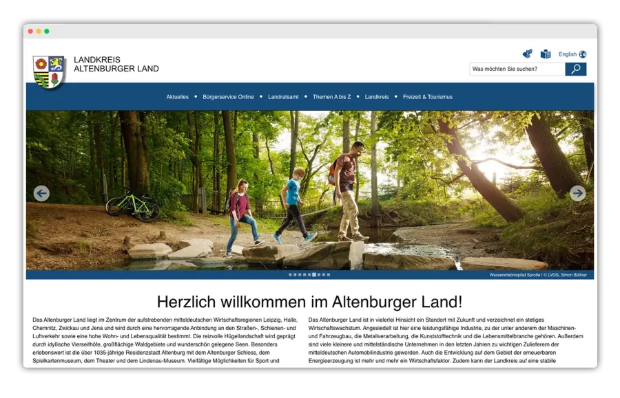 Screenshot der Homepage Landkreis Altenburger Land