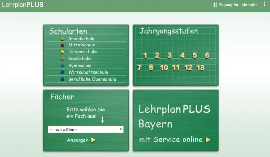 LIS LehrplanPLUS - Startseite Screenshot
